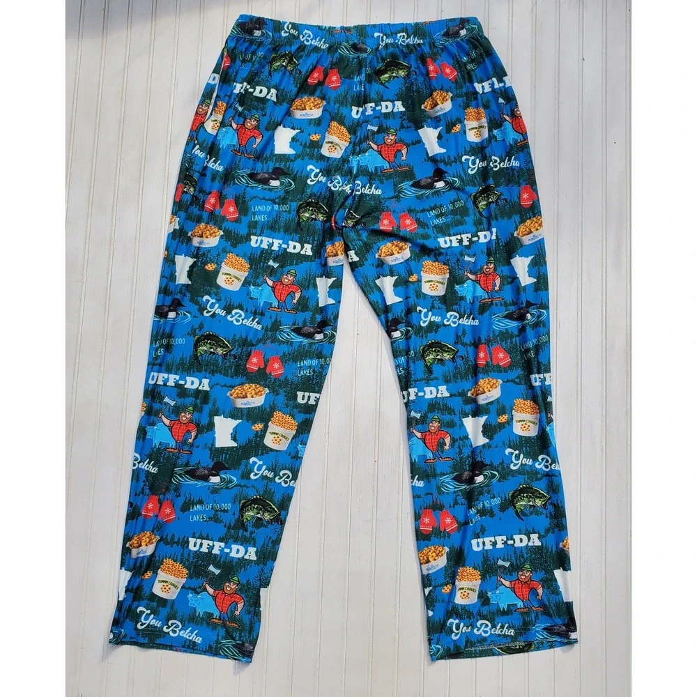 Brief Insanity Minnesota Uff-Da Pajama Pants Mens XL Blue Paul Bunyan‎ Lounge XL